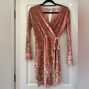 Blush Velvet Long Sleeve Dress